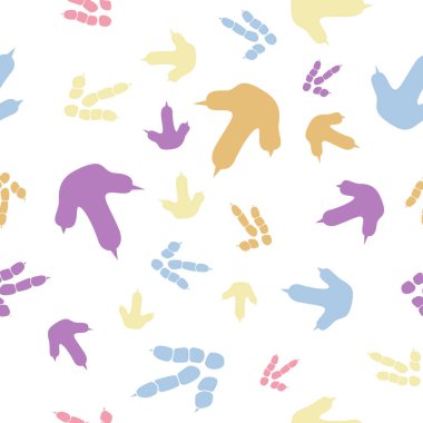 Dinozor ayak izleri. Asgari renk, pürüzsüz desen. Pençeli arka plan, pençeli yırtıcı. Dinozor ayak izleri tekstil, sarma, duvar kağıdı ve tasarım için mükemmel..