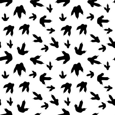 Dinozor ayak izleri. Asgari kusursuz desen. Pençeli arka plan, pençeli yırtıcı. Dinozor ayak izi çizimi tekstil, ambalaj ve duvar kağıdı ve tasarım için mükemmel.