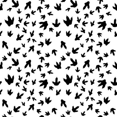 Dinozor ayak izleri. Asgari kusursuz desen. Pençeli arka plan, pençeli yırtıcı. Dinozor ayak izi çizimi tekstil, ambalaj ve duvar kağıdı ve tasarım için mükemmel.