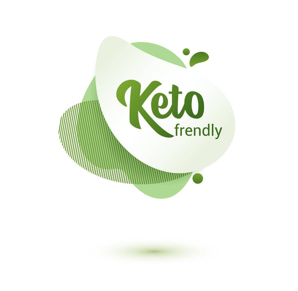Keto frendly badge. Green amoeba design of sticker for keto diet menu, poster, flyer.