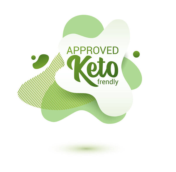 Keto frendly badge. Green amoeba design of sticker for keto diet menu, poster, flyer.