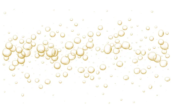 Zlaté šumivé bublinky. Šampaňské. Šumivé pop a šumivé pití. Abstraktní čerstvé soda a vzduchové bubliny, kyslík, šampaňské krystal. Vektorová ilustrace na černém průhledném pozadí. — Stockový vektor