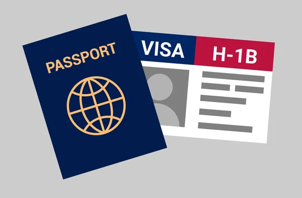 USA viza H-1B. Visa en los Estados Unidos trabajo temporal para trabajadores extranjeros calificados en ocupación especializada. — Vector de stock