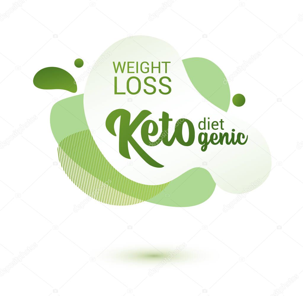 Keto frendly badge. Green amoeba design of sticker for keto diet menu, poster, flyer