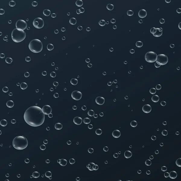 Прозрачные пузыри. Шампанское Спарклс. Шипучка и шипучий напиток. Абстрактные свежие пузырьки соды и воздуха, кислород, кристалл шампанского. Векторная иллюстрация на черном фоне. — стоковый вектор