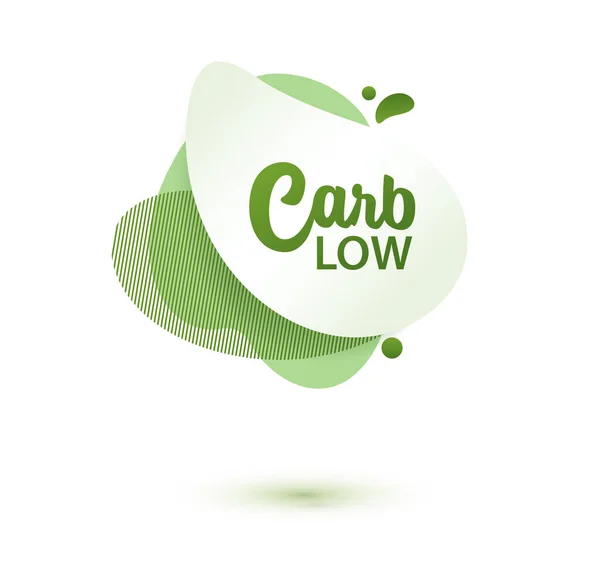 Carb låg bricka. Grön amöba design av klistermärke för diet meny, affisch, flygblad, livsmedelsförpackningar. — Stock vektor