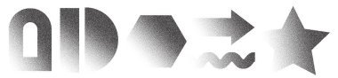Vintage-inspired halftone dotted shapes in star and arrow forms, designed for retro or modern visual themes.