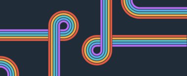 Çizgili gökkuşağı hareketinde dinamik paralel çizgiler. Modern duvar kağıtları ve retro vektör grafikleri için mükemmel.