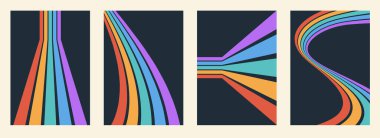 Yumuşak kıvrımlı ve acayip akışlı soyut çizgili gökkuşağı arkaplan sürüsü. Modern ya da eski sanat eserleri için ideal.