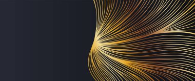 Koyu arkaplanda ahşap tohumu andıran kıvrımlı altın çizgiler, başlıklar ya da markalaşma içeriği için yer bırakırlar..