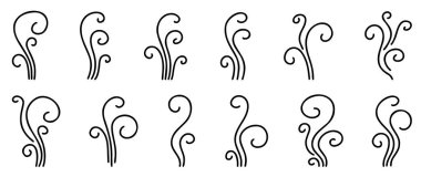 Yumuşak kıvrımlı organik buhar ve duman çizgileri. Isı, basınç, buhar pişirme ve soyut hava etkileri için kullanışlı.