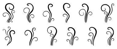 Tütsü ve parfüm buharından esinlenilmiş zarif duman ve duman çizgileri. Sakinlik, koku, koku ve sağlık teması için mükemmel..