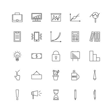 Web tasarımı için iş simgesi ayarlandı. Vektör illüstrasyon tabela düz tasarımı. İş ve finans kavramı