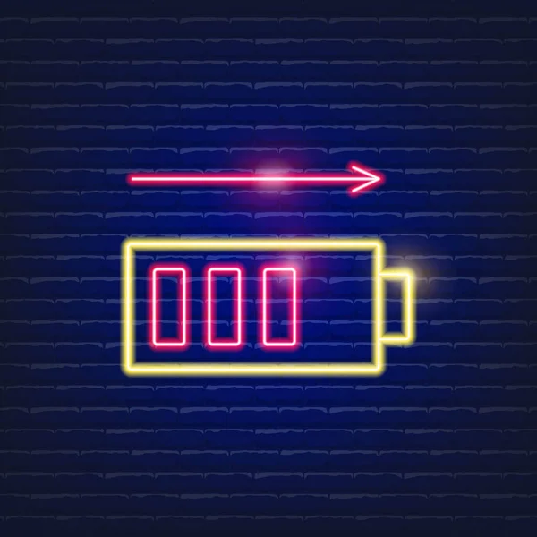 Battery Charge Neon Icon Glowing Vector Illustration Website Technology Concept — Wektor stockowy