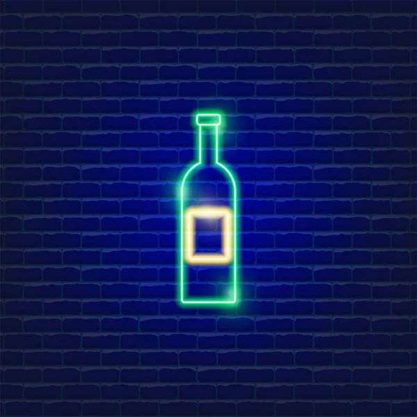 Wijn Fles Neon Pictogram Vector Illustratie Voor Ontwerp Partijconcept — Stockvector