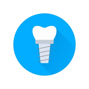 Uzun gölgeli diş implantı. Diş hekimliği kliniği için imza. Ortodonti konsepti