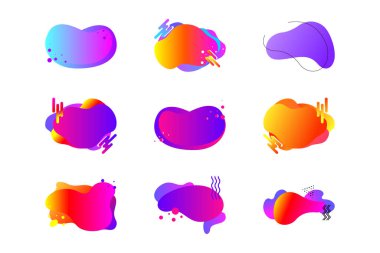 Metin için kopyalama alanı olan modern Memphis soyut şekli. Web tasarımı için şablon, afiş, promosyon, tebrik kartı, reklam