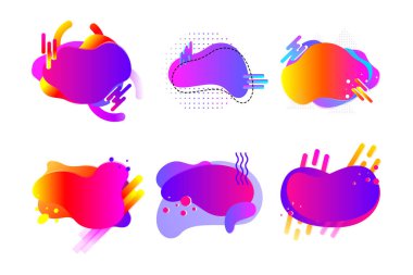 Metin için kopyalama alanı olan modern Memphis soyut şekli. Web tasarımı için şablon, afiş, promosyon, tebrik kartı, reklam