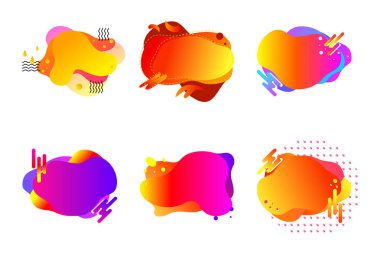 Metin için kopyalama alanı olan modern Memphis soyut şekli. Web tasarımı için şablon, afiş, promosyon, tebrik kartı, reklam