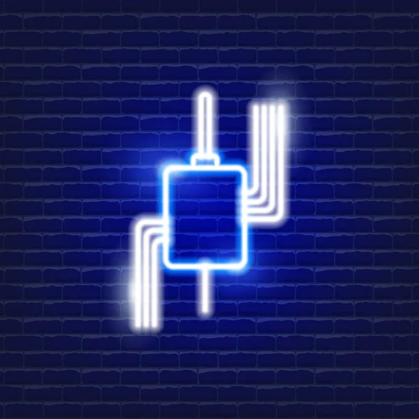 Elektrische Anschlussdose Neon Symbol Stromkonzept Vektor Illustration Für Design — Stockvektor