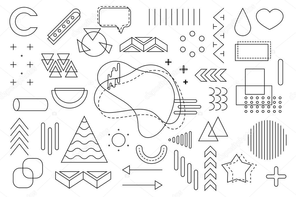 Memphis geometric elements for design. Vector illustration for web, sale, posters, advertising, template promotion