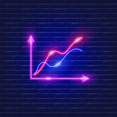Grafik neon simgesi. Tasarım web sitesi, reklam, promosyon, afiş için vektör illüstrasyonu. Analiz ve istatistik kavramı