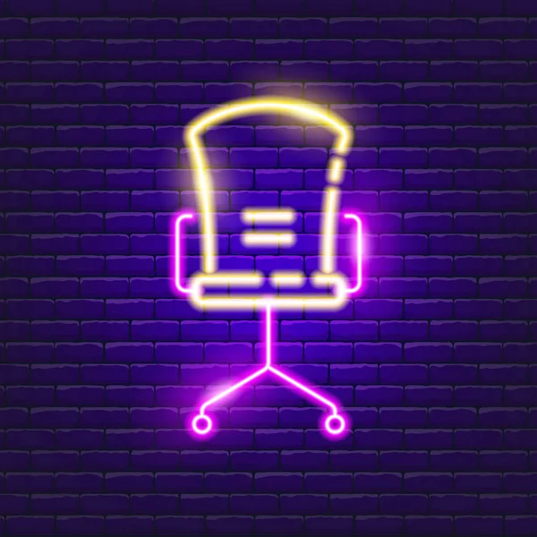 Neonowy Znak Krzesła Komputerowego Ilustracja Wektorowa Projektowania Reklamy Katalog Baner — Wektor stockowy