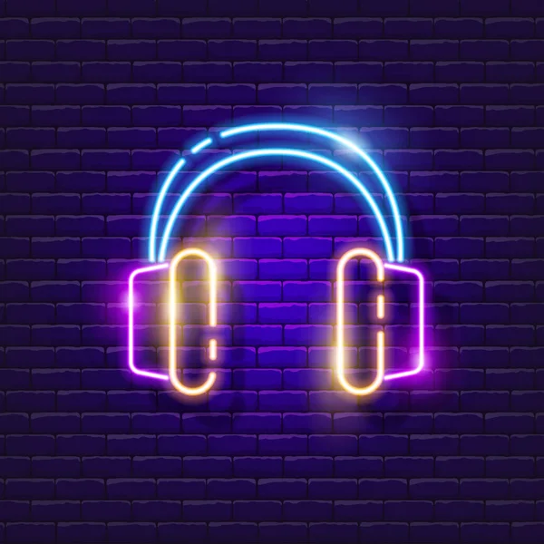 Słuchawki Neonowe Ilustracja Wektora Dla Projektu Sprzęt Audio Koncepcja Muzyki — Wektor stockowy