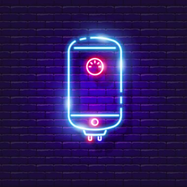 Isıtma suyu tabelası için kazan. Tasarım için vektör illüstrasyonu. Ev aletleri. Elektrikli su ısıtıcısı