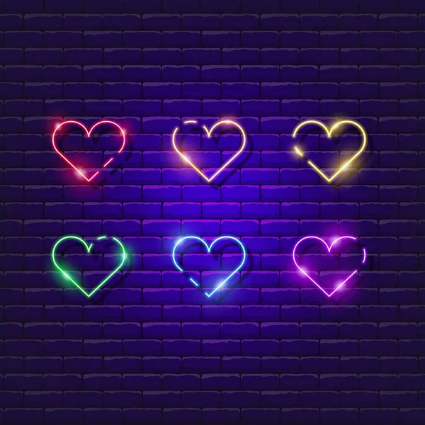 Cuori Orgoglio Gay Colori Icona Neon Segni Neon Lgbt Concetto — Vettoriale Stock