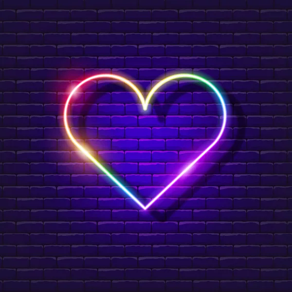 Corazones Colores Orgullo Gay Icono Neón Señales Neón Lgbt Concepto — Archivo Imágenes Vectoriales