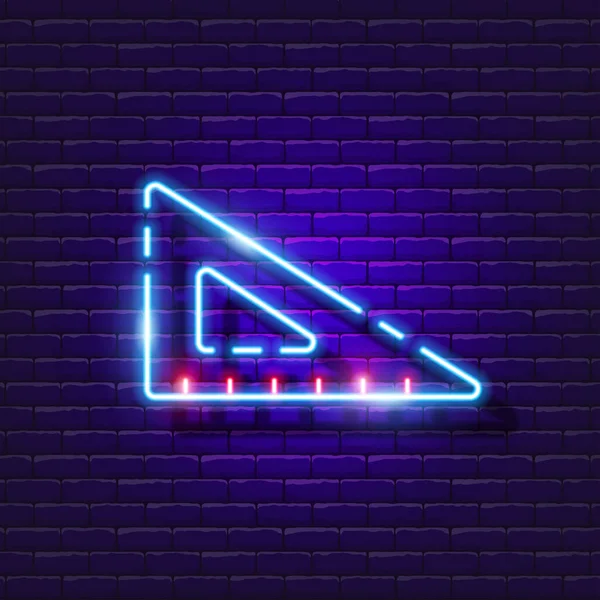 Ruler Triangle Neon Sign Glowing Measurement Tool Icon Vector Illustration — 图库矢量图片