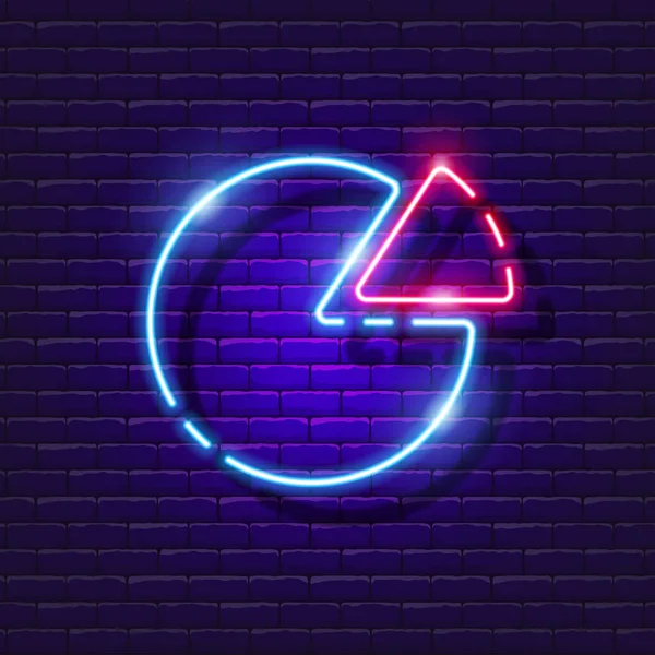 Taartgrafiek Neon Teken Data Presentatie Gloeiende Pictogram Vector Illustratie Voor — Stockvector