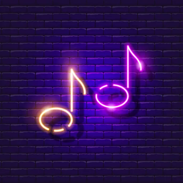 Musik Mencatat Neon Sign Musik Pelajaran Bersinar Tanda Vektor Ilustrasi - Stok Vektor