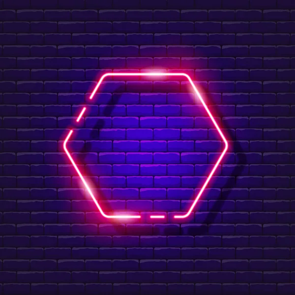Polygon Neon Sign Hexagon Symbol Geometric Shapes Glowing Sign Vector — Archivo Imágenes Vectoriales