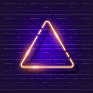 Triangle neon sign. Geometric shapes polygon glowing sign. Vector illustration for design. School concept