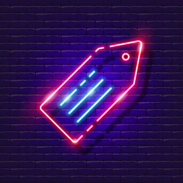 Tag Neon Sign Label Glowing Icon Vector Illustration Design Sales — Archivo Imágenes Vectoriales