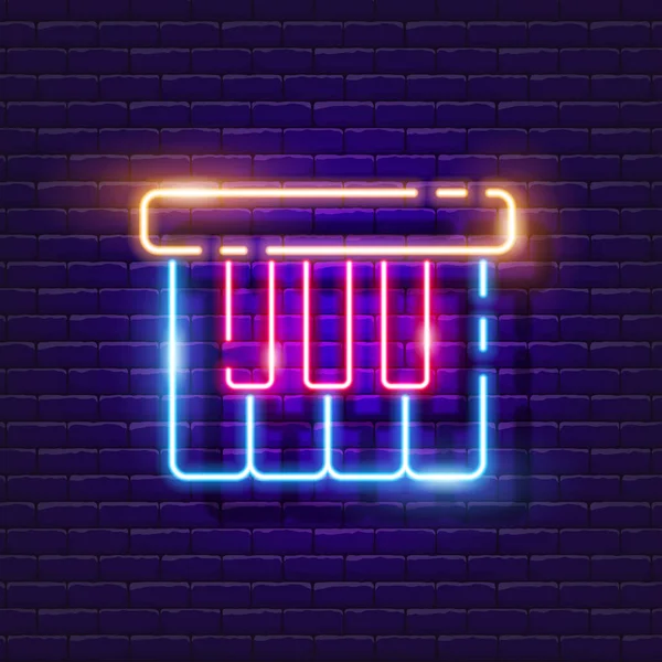 Piano Neon Sign Music School Glowing Icon Vector Illustration Design — ストックベクタ