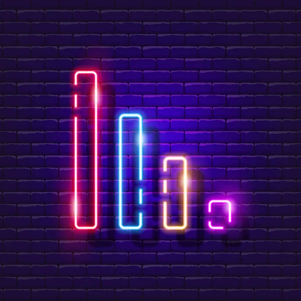 Bar Graph Neon Sign Glowing Data Presentation Icon Vector Illustration — Stock Vector