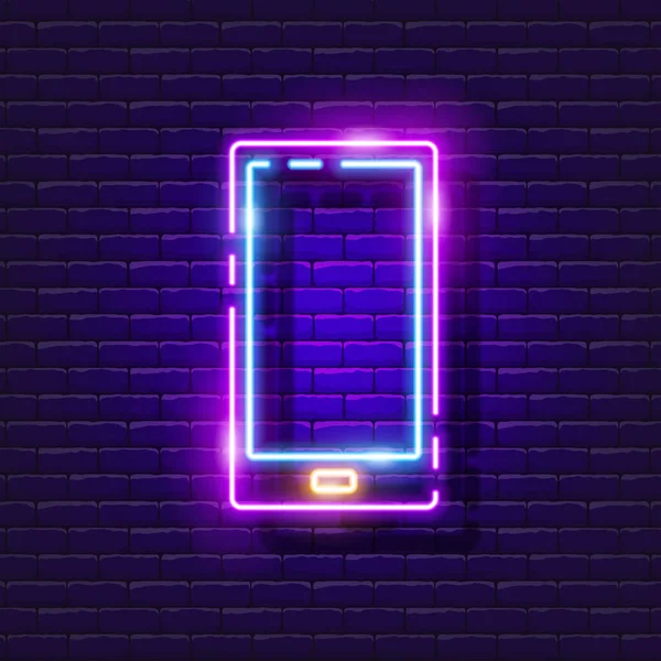 Mobile Phone Neon Sign Learning Glowing Icon Vector Illustration Design — 스톡 벡터