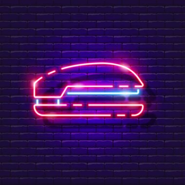 Zımba neon ışığı. Kırtasiye simgesi parlıyor. Tasarım için vektör illüstrasyonu. Ofis kavramı