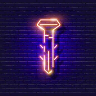 Dowel neon ikonu. Tasarım için vektör illüstrasyonu. Parlayan tabelayı tamir et. İnşaat araçları kavramı