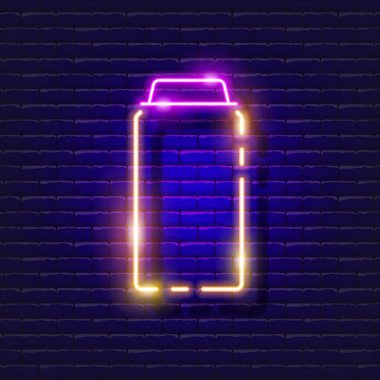 Plastik teknik kap neon ikonu. Tasarım için vektör illüstrasyonu. Parlayan tabelayı tamir et. İnşaat araçları kavramı