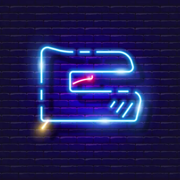 Construction Stapler Neon Icon Vector Illustration Design Repair Tool Glowing — Archivo Imágenes Vectoriales