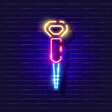 Neon kaya matkabı ikonu. Tasarım için vektör illüstrasyonu. Parlayan tabelayı tamir et. İnşaat araçları kavramı