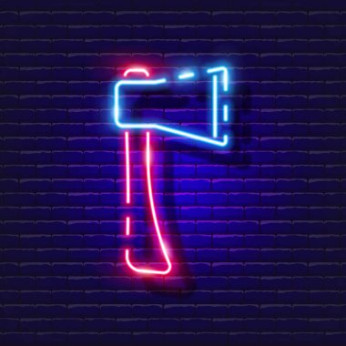 Balta neon ikonu. Tasarım için vektör illüstrasyonu. Parlayan tabelayı tamir et. İnşaat araçları kavramı