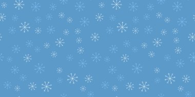 Kar taneleri pürüzsüz desenli. Noel vektör illüstrasyonu. Paket kağıdı, tasarım, kartpostal, kumaş, bebek kıyafetleri, bebek odası. Noel ve Yeni Yıl kavramı