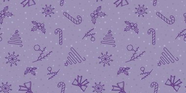 Holly Berry, şeker kamışı, ağaçsız yeni yıl şablonu. Ambalaj kağıdı, tasarım, kartpostal, kumaş, bebek kıyafetleri, bebek odası için Noel vektör çizimi. Noel ve Yeni Yıl geçmişi