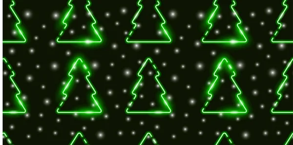 Різдвяні Дерева Неонові Безшовні Візерунки Векторне Тло Дизайну Карт Тканин — стоковий вектор