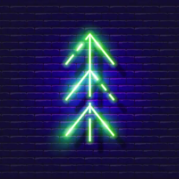Silvester Tannenbaum Leuchtreklame Leuchtender Weihnachtsbaum Neujahrs Und Weihnachtskonzept Vektor Illustration — Stockvektor